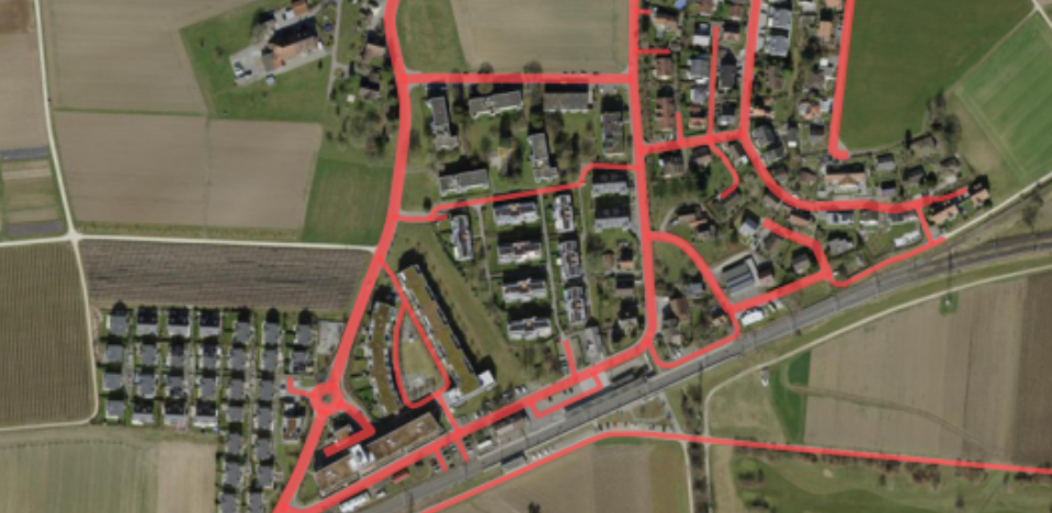 Overlay of an aerial image with a road mask